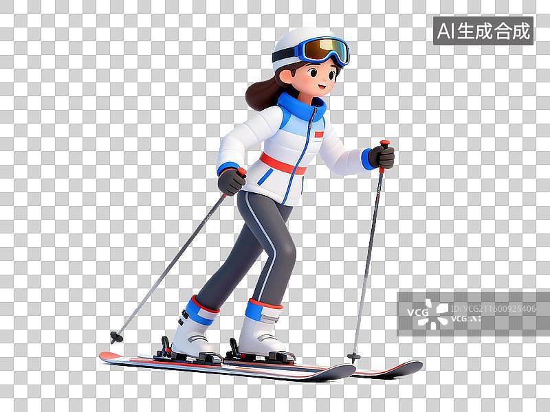 【AI数字艺术】体育运动项目跳台滑雪人物卡通形象图片素材