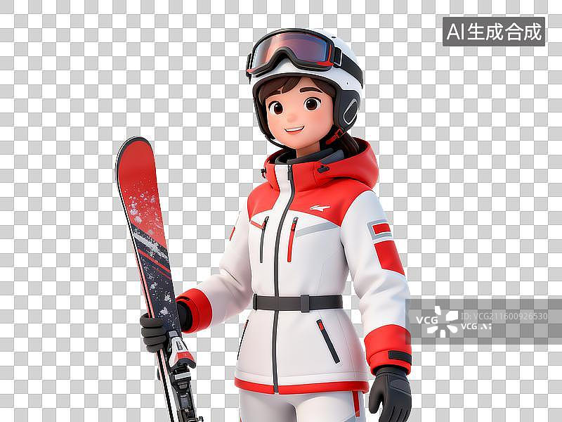 【AI数字艺术】体育运动项目跳台滑雪运动员手持雪板图片素材