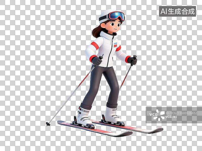 【AI数字艺术】体育运动项目跳台滑雪人物卡通形象图片素材