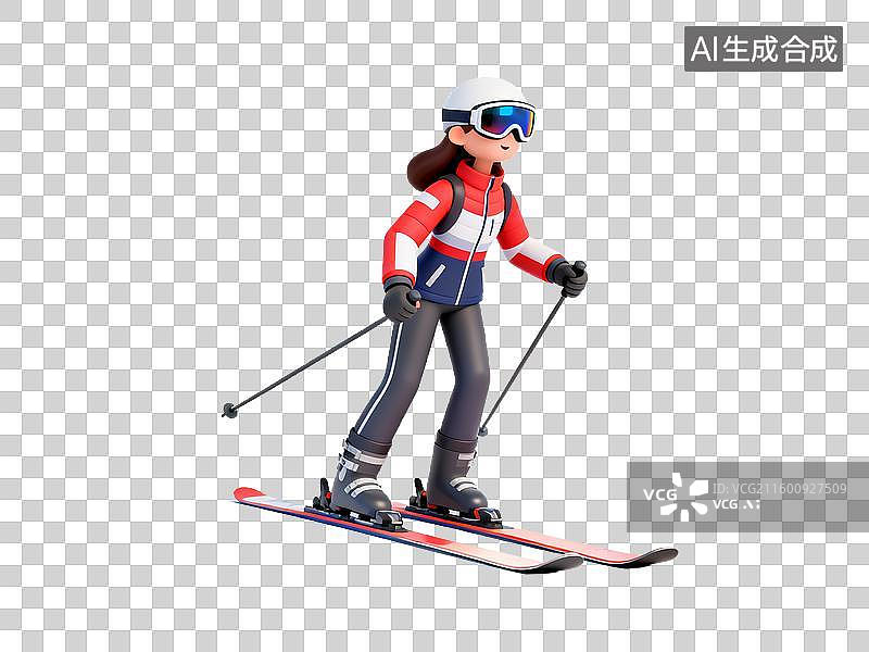 【AI数字艺术】体育运动项目跳台滑雪运动员卡通形象图片素材