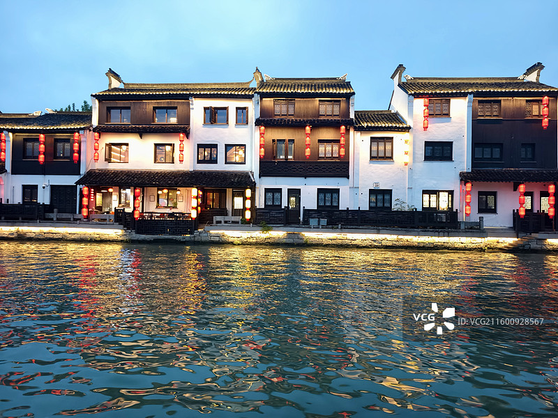 江苏无锡南长街古运河夜景图片素材