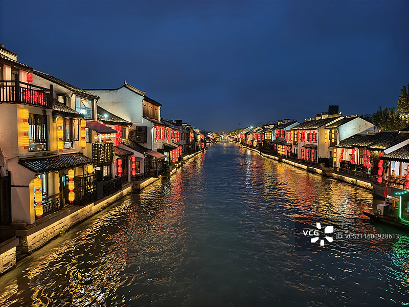 江苏无锡南长街古运河夜景图片素材