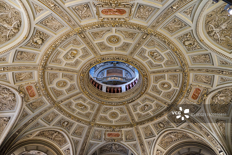 奥地利维也纳艺术史博物馆穹顶，圆顶天花板图片素材