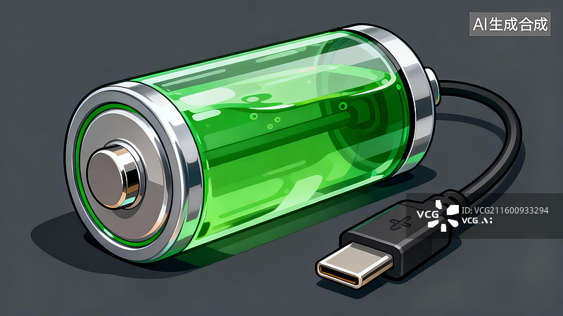 【AI数字艺术】绿色电池科技感充电场景图片素材