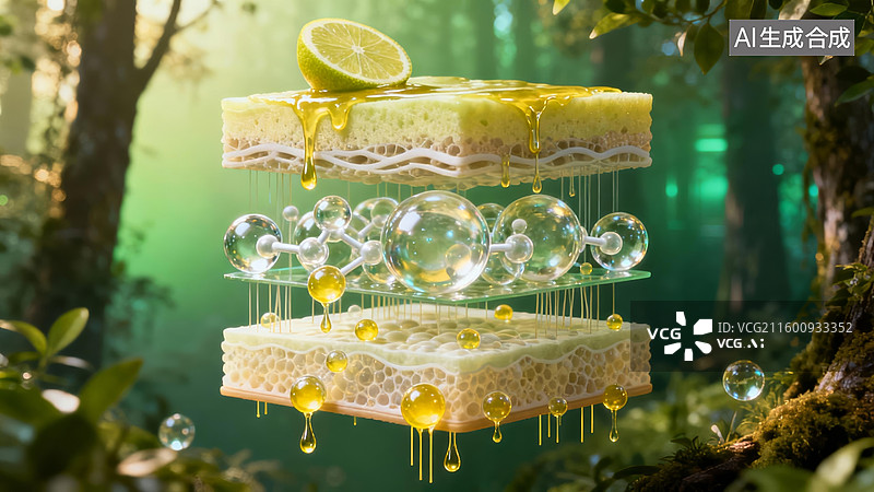 【AI数字艺术】柠檬成分立体式美妆护肤场景图片素材