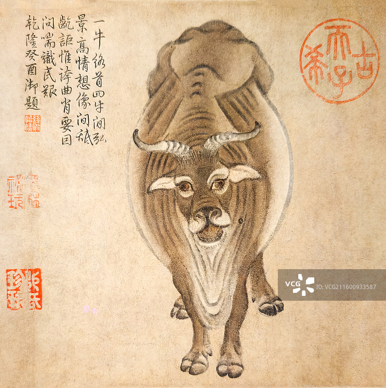 五牛图（局部），唐，韩滉，纸本，国家一级文物，故宫博物院藏图片素材