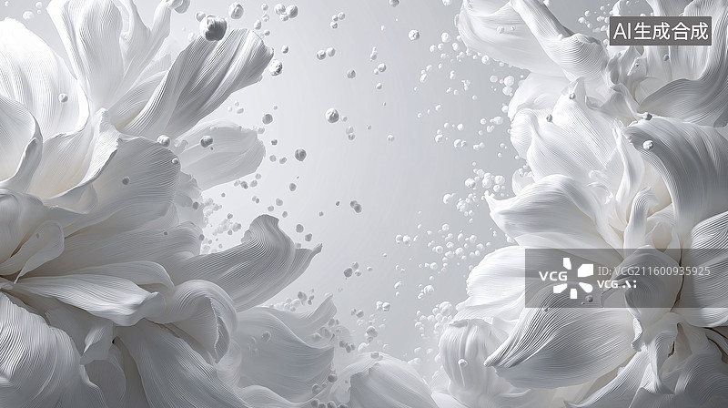 【AI数字艺术】牛奶般白色素净抽象花状图形壁纸图片素材