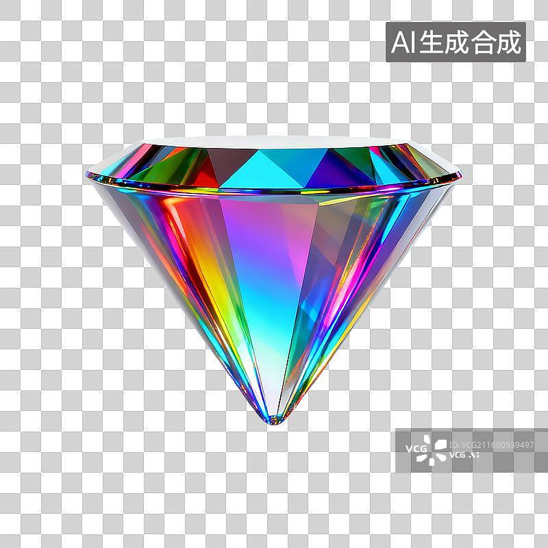 【AI数字艺术】3D酸性风格抽象几何装饰图形钻石形图片素材