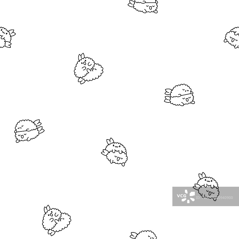 可爱情侣炸虾天妇罗涂色页图片素材