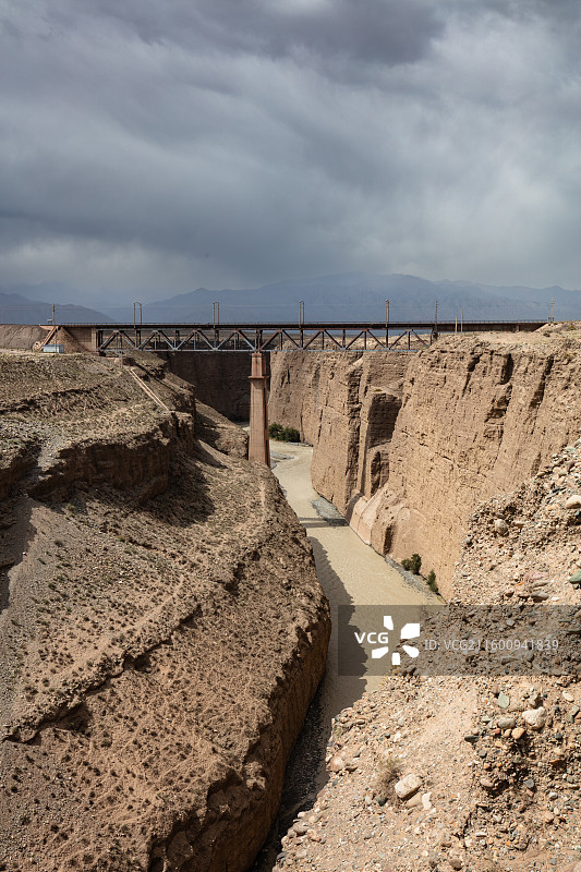 嘉峪关北大河上的铁路桥图片素材