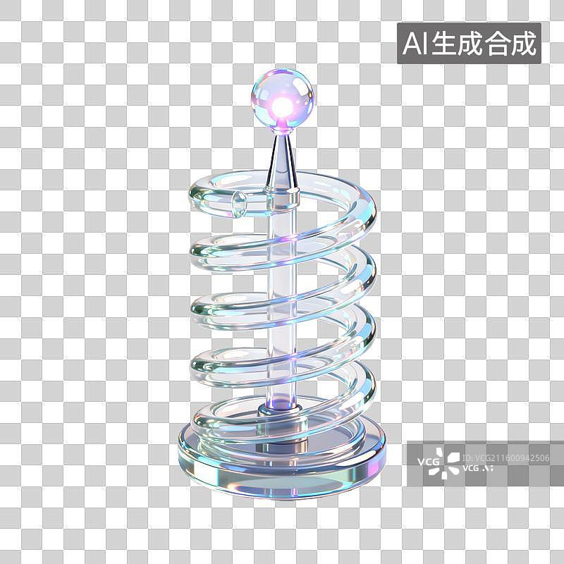 【AI数字艺术】3D磨砂玻璃科技元素特斯拉线圈图片素材