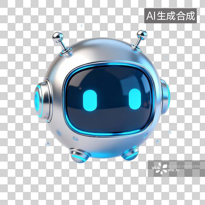 【AI数字艺术】具有发光蓝眼睛的未来感机器人图片素材