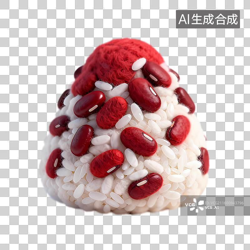 【AI数字艺术】红豆白米搭配的美味饭团图片素材