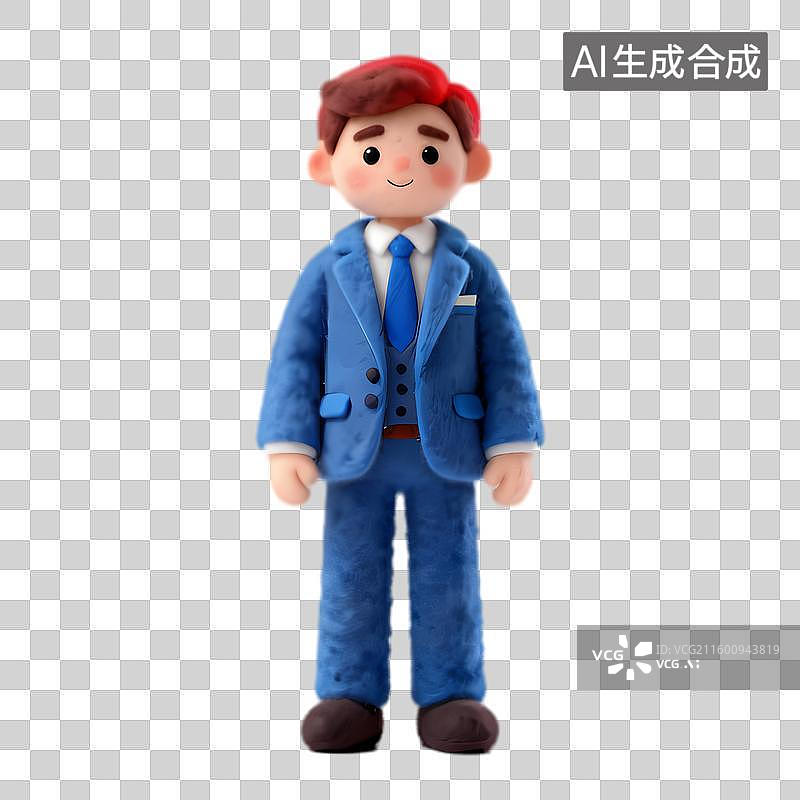 【AI数字艺术】穿着蓝色西装的卡通人物图片素材