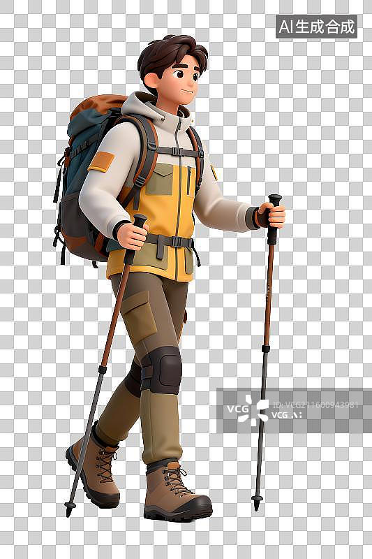 【AI数字艺术】年轻男子户外徒步旅行图片素材