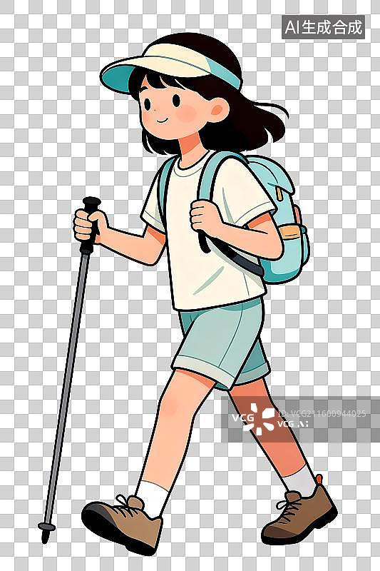 【AI数字艺术】一位女性户外徒步旅行图片素材