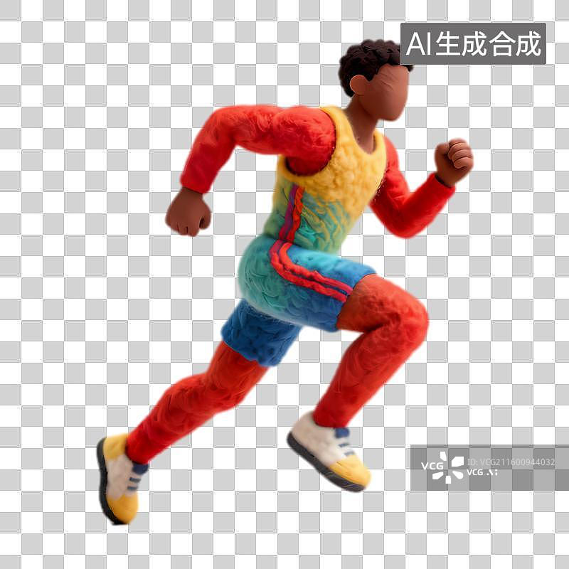 【AI数字艺术】色彩鲜艳的跑步人物造型图片素材