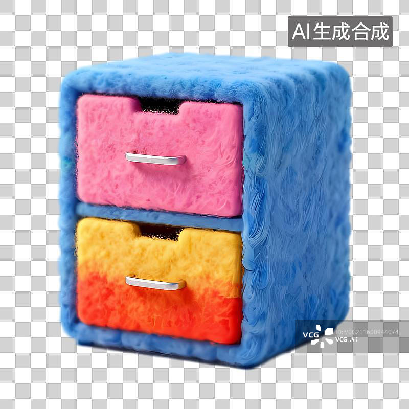 【AI数字艺术】色彩鲜艳的毛绒小抽屉柜图片素材