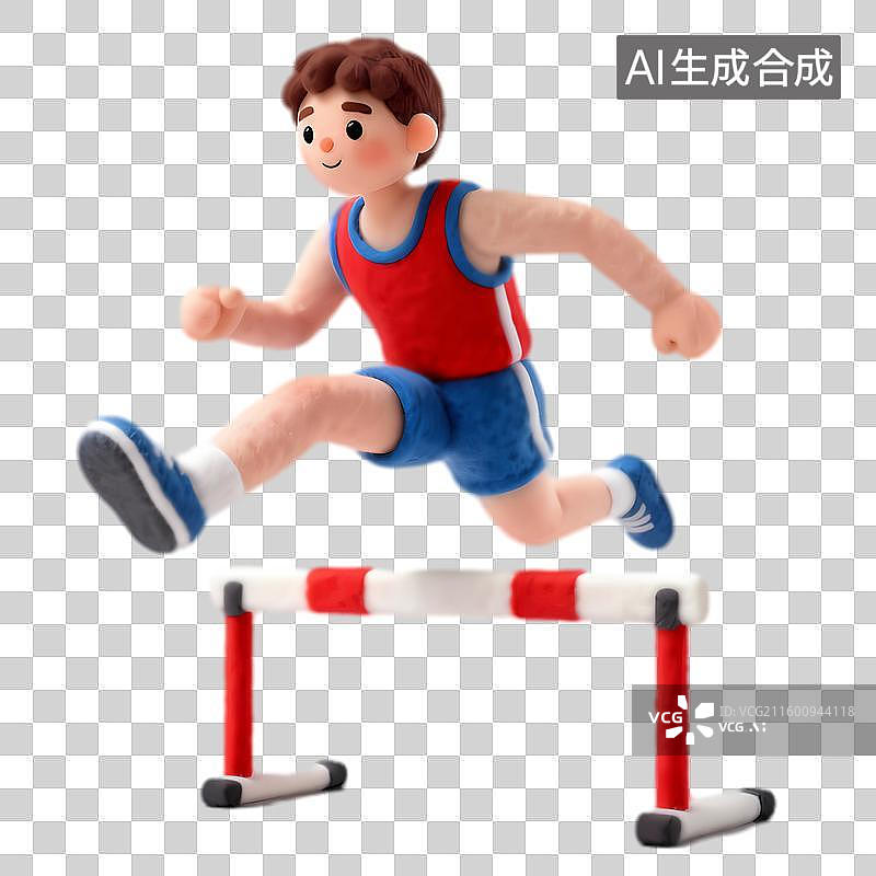 【AI数字艺术】年轻运动员跨栏瞬间图片素材