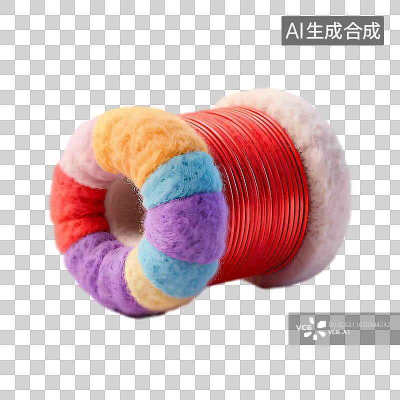 【AI数字艺术】彩色毛绒发圈带红色线图片素材