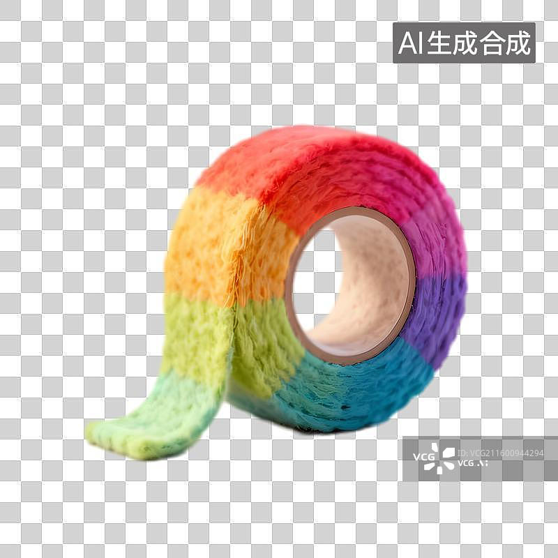 【AI数字艺术】色彩斑斓的彩虹图案胶带卷图片素材
