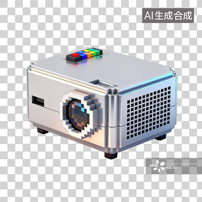 【AI数字艺术】投影仪3D像素风办公元素图片素材