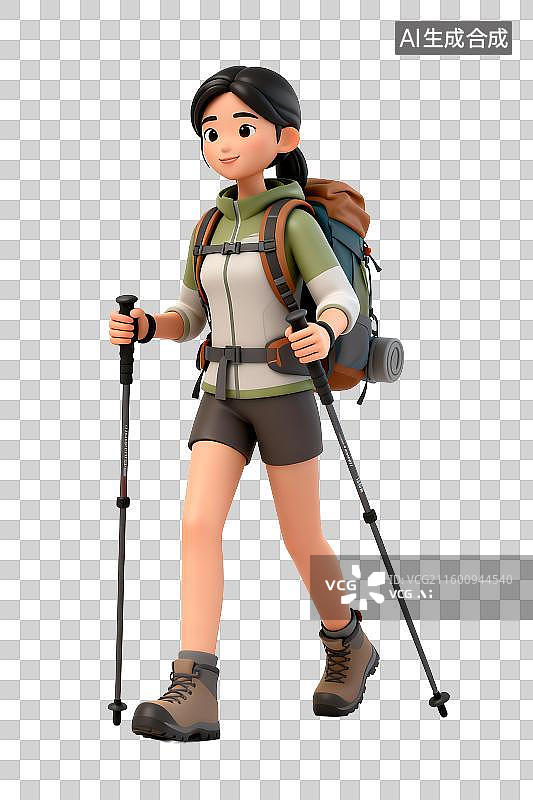 【AI数字艺术】年轻女性户外徒步旅行图片素材