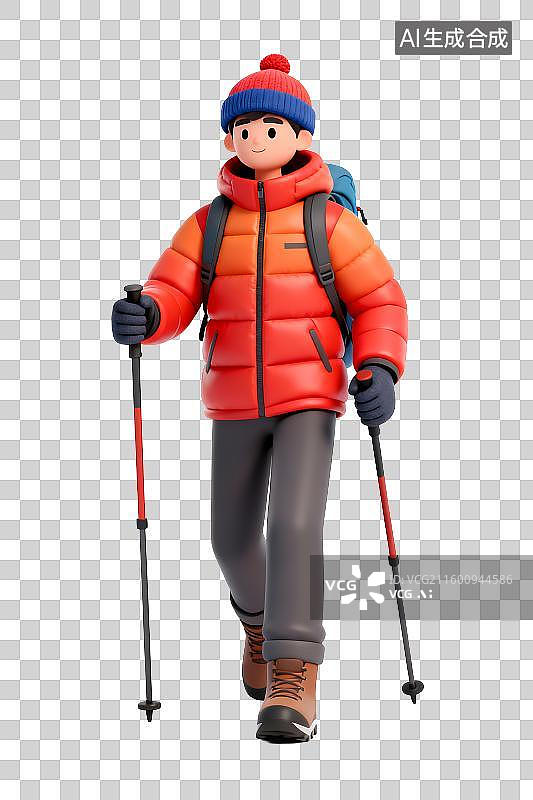 【AI数字艺术】冬季户外徒步的男性图片素材