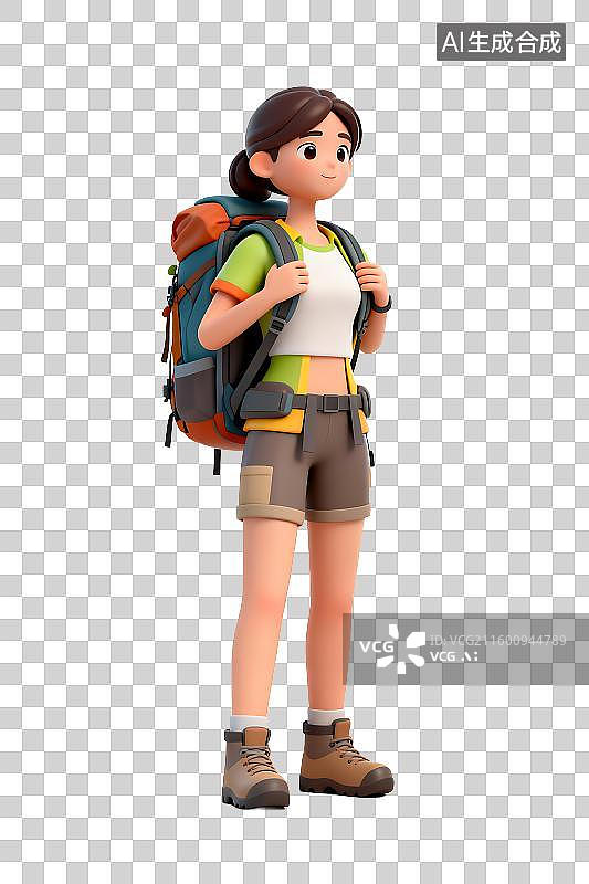 【AI数字艺术】背着背包准备户外徒步的女性图片素材