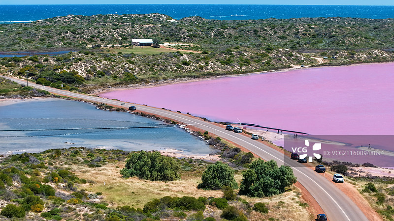 俯瞰粉湖图片素材