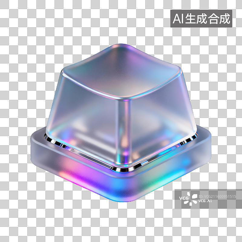 【AI数字艺术】一个3D机械键盘按键光键帽磨砂底座半透明珠光磨砂质感商业3D轻拟物风格插画元素电子设备材料图片素材