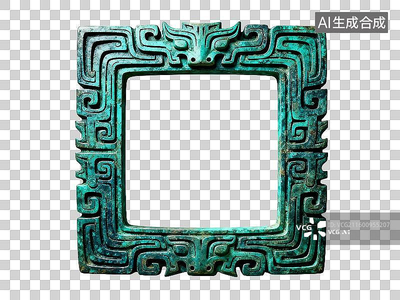 【AI数字艺术】中式边框 青铜饕餮纹边框 传统艺术免抠设计素材图片素材