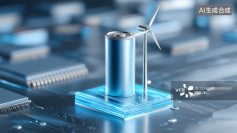 【AI数字艺术】新能源主题背景——风力发电、电池储能图片素材