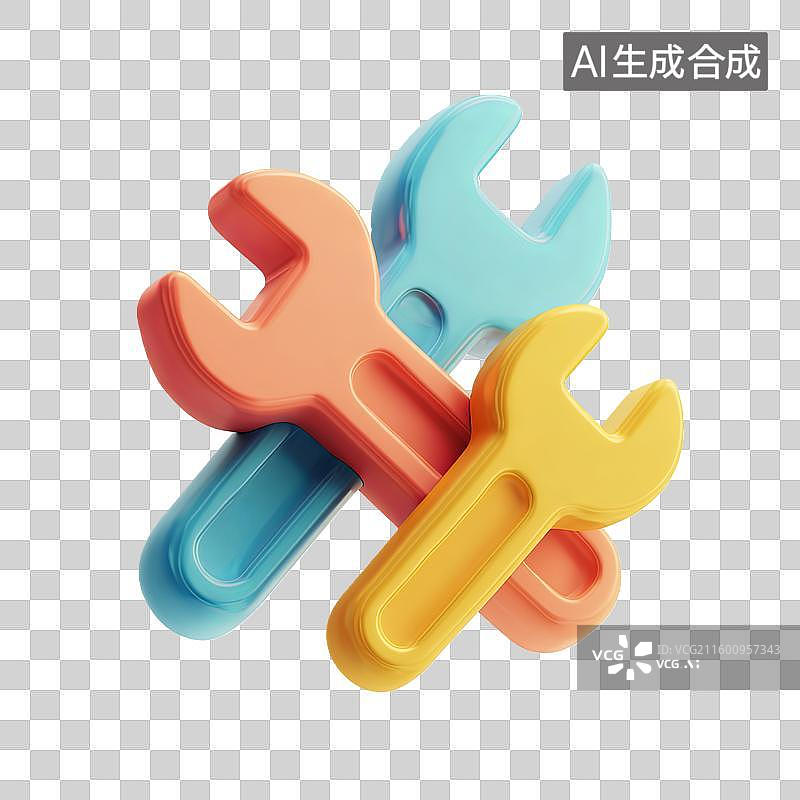 【AI数字艺术】彩色扳手工具组合图片素材