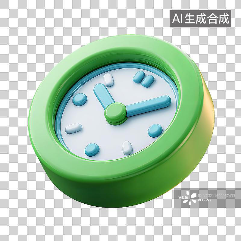 【AI数字艺术】绿色圆形时钟图片素材
