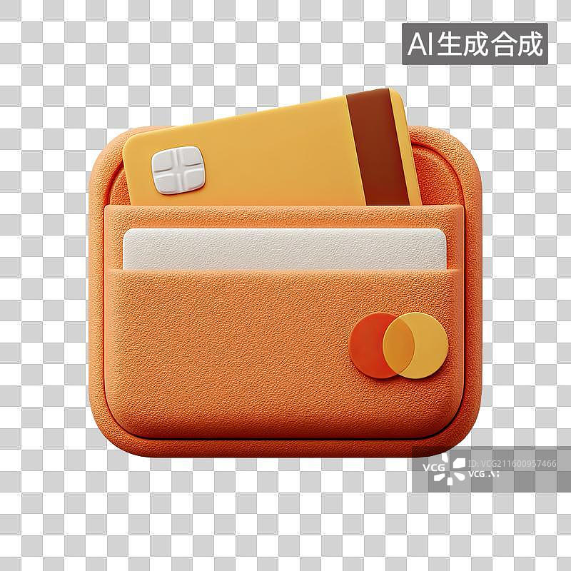 【AI数字艺术】橙色钱包中的信用卡图片素材