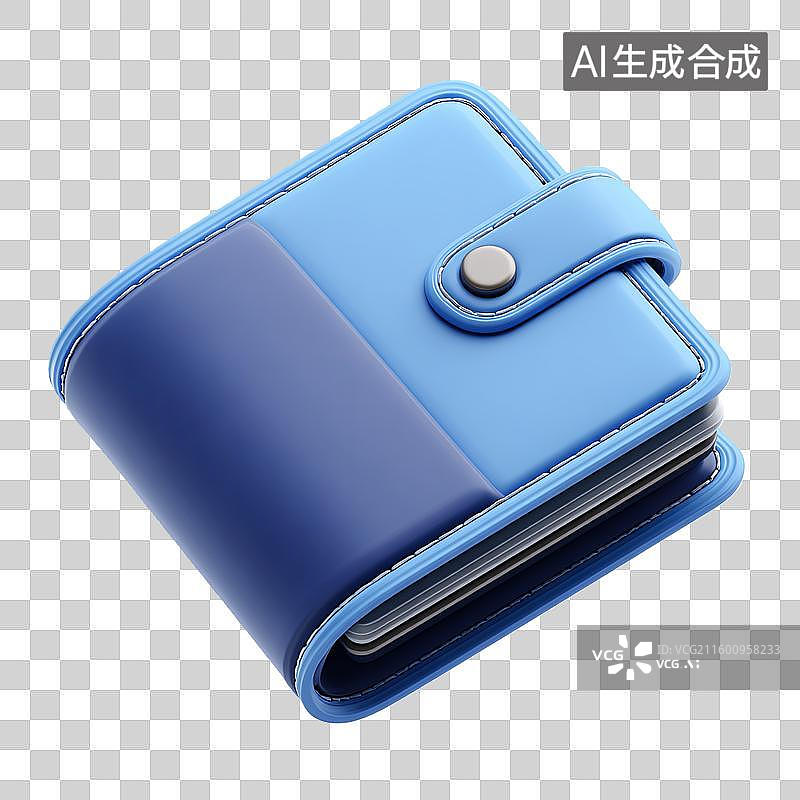 【AI数字艺术】蓝色双色皮质钱包图片素材