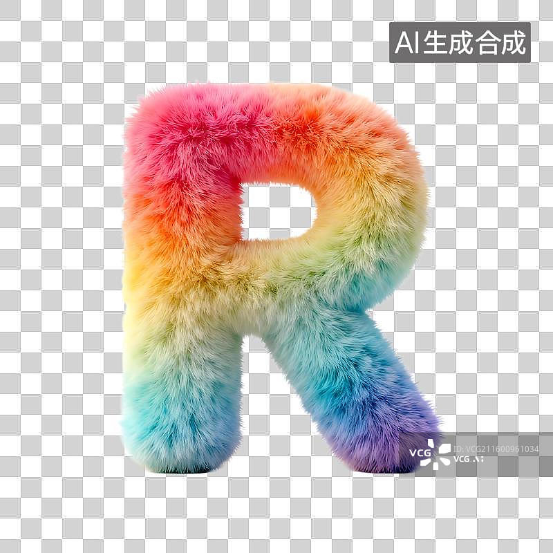 【AI数字艺术】彩虹渐变毛绒质感字母R图片素材
