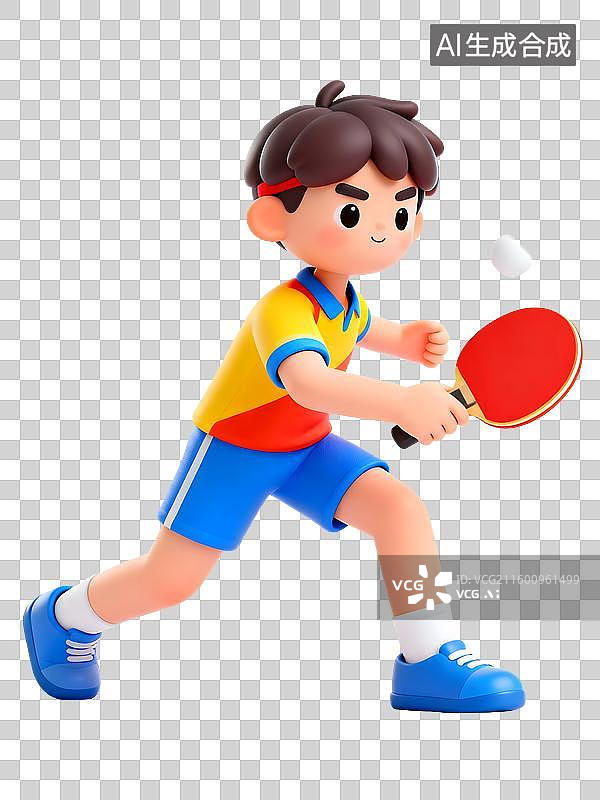 【AI数字艺术】卡通人物打乒乓球场景图片素材