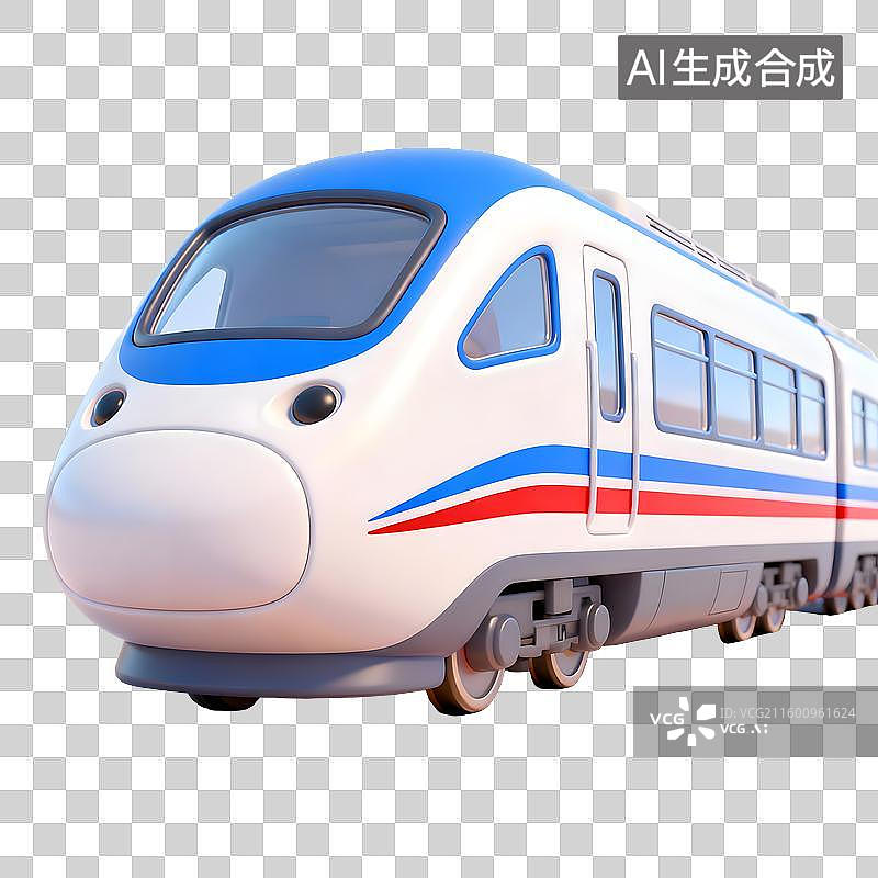 【AI数字艺术】现代蓝白红配色高速列车图片素材