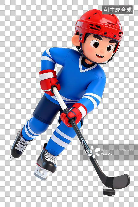 【AI数字艺术】卡通人物打冰球场景图片素材