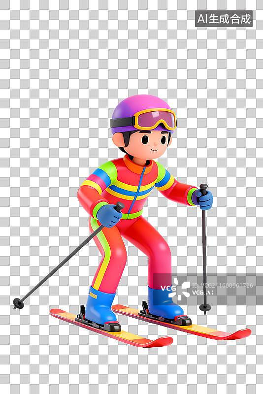 【AI数字艺术】穿着鲜艳服装的滑雪人物图片素材