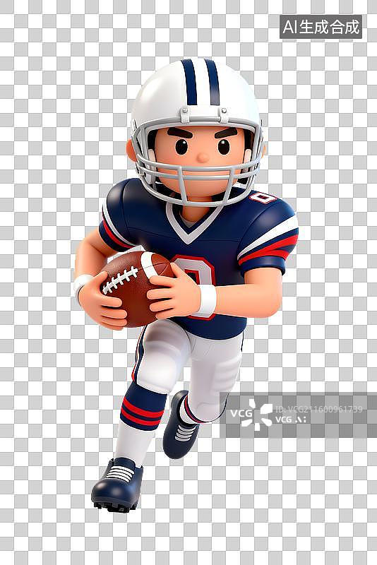 【AI数字艺术】3D立体美式橄榄球运动员奔跑图片素材