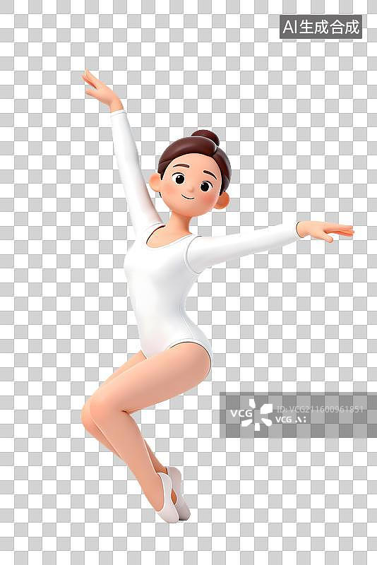 【AI数字艺术】一位女性芭蕾舞者优雅跳跃图片素材