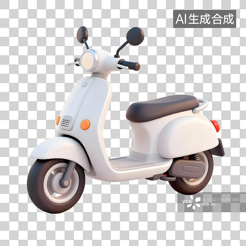 【AI数字艺术】白色经典风格代步摩托车图片素材