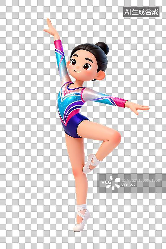 【AI数字艺术】年轻女孩进行艺术体操表演图片素材