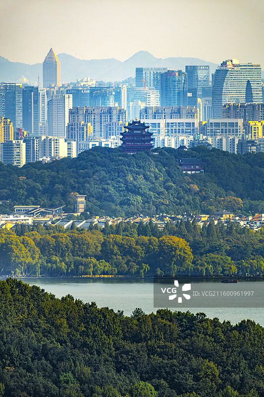杭州西湖和城隍阁图片素材