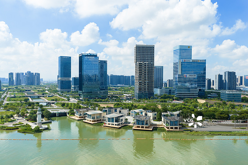 广州市南沙区灵山岛尖CBD、明珠湾、蕉门水道图片素材