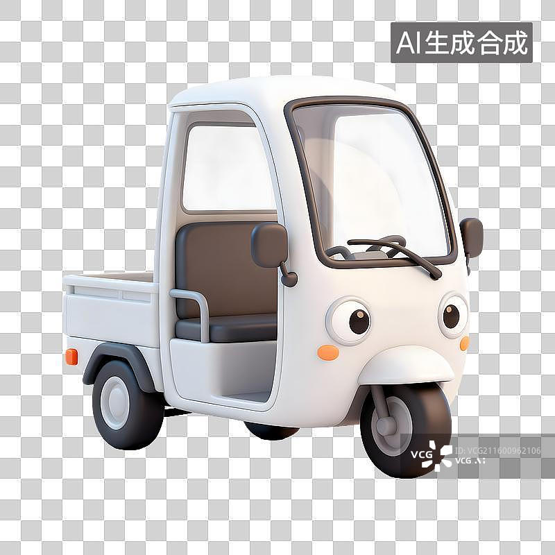 【AI数字艺术】可爱白色三轮载货小车图片素材