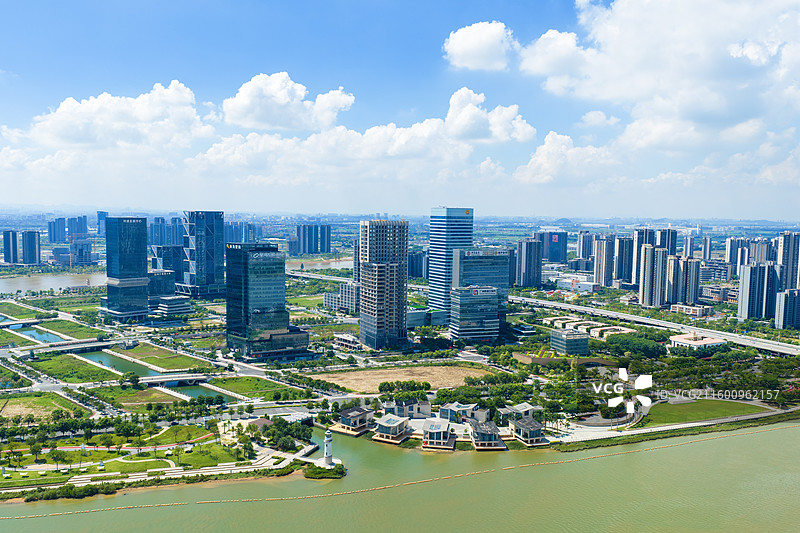 广州市南沙区明珠湾灵山岛尖CBD城市风光、蕉门水道图片素材